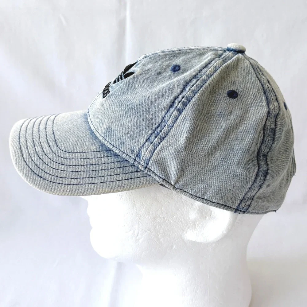 Adidas Originals Blue Acid Wash Denim Trefoil Womens Dad Baseball‎ Cap Hat